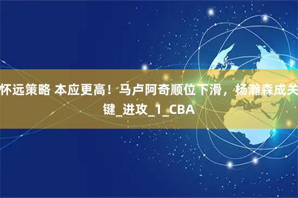 怀远策略 本应更高!马卢阿奇顺位下滑,杨瀚森成关键_进攻_1_CBA